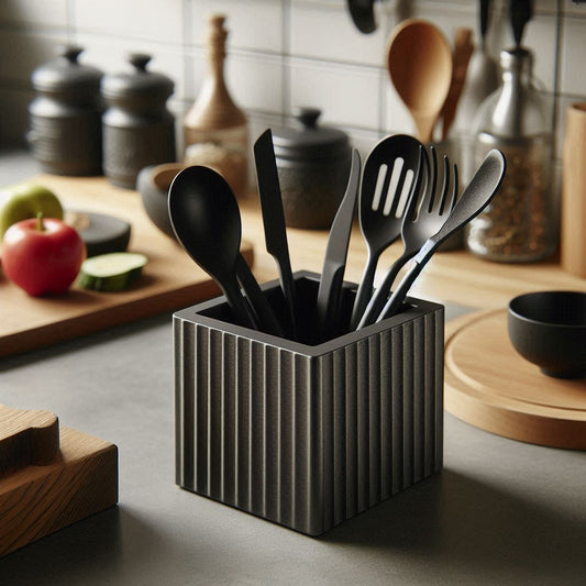 Modern Ribbed Design Kitchen Utensil Holder