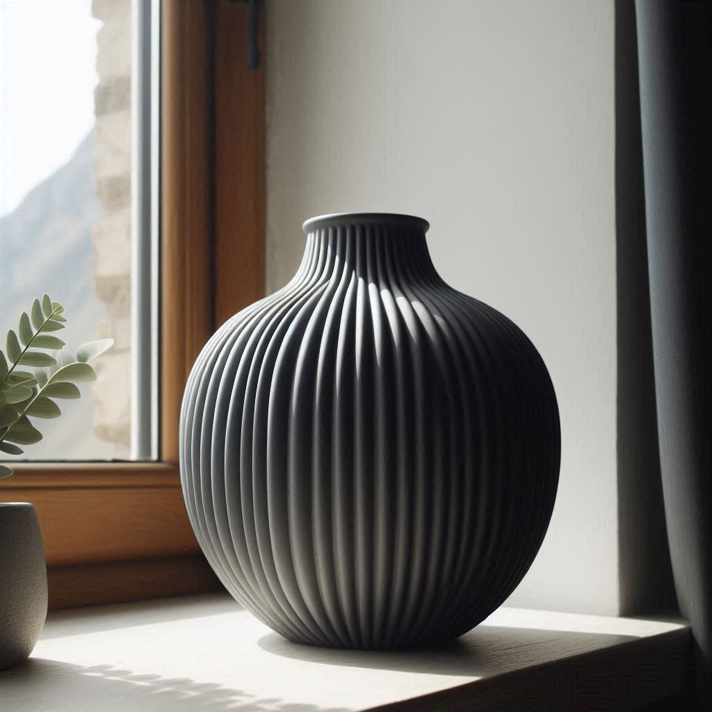 Modern Ribbed Vase